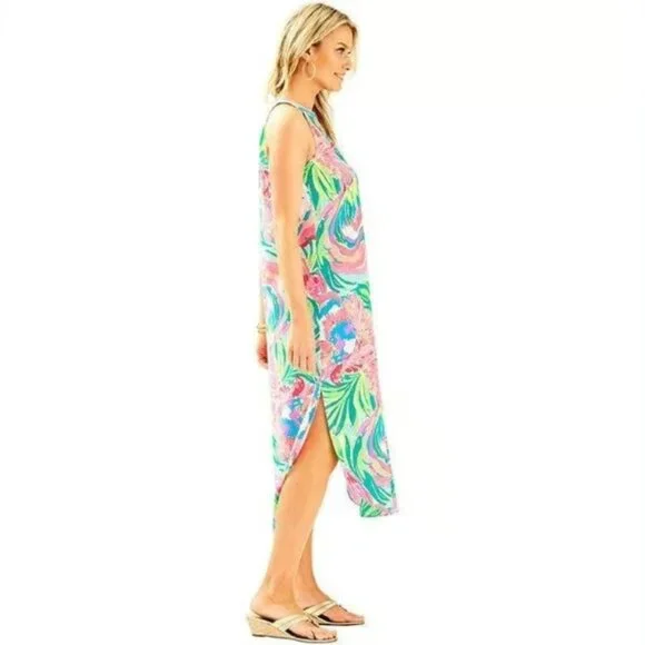 Lilly Pulitzer Bailey Silk Midi Dress - Serene Blue Paradise Bound | XL - Picture 6 of 6